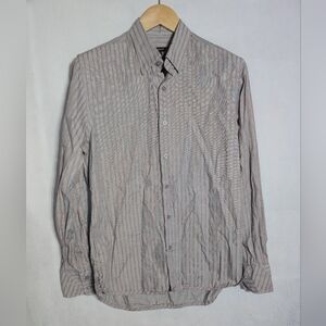 Cacharel Paris Sz M Men's Gray Red Striped Button-Up Shirt